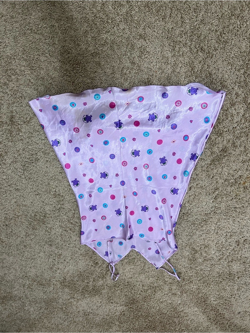 Lavender Polka Dot Satin Chemise with Adjustable Straps - Picture 2 of 7